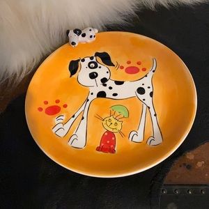 . Vintage Orange Dog Plate: Dotty Dogs For Essex Collection - Fun Collectible 8"